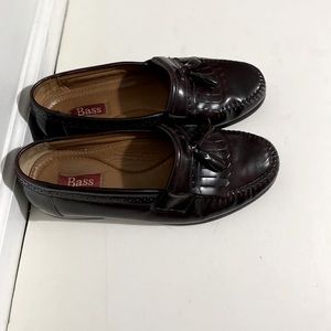 Bass Mens Burgundy Leather Slip On Tassle 10D